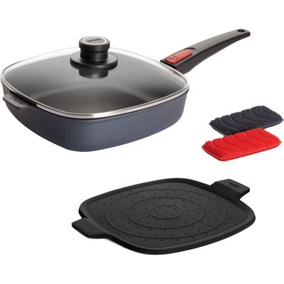Pfannen-Set WOLL "MADE IN GERMANY - Diamond Lite mit Deckel", antharzitfarben, B:24cm H:5,5cm L:24cm, Pfannen, Abnehmbarer Stiel, Antihaftbeschichtet