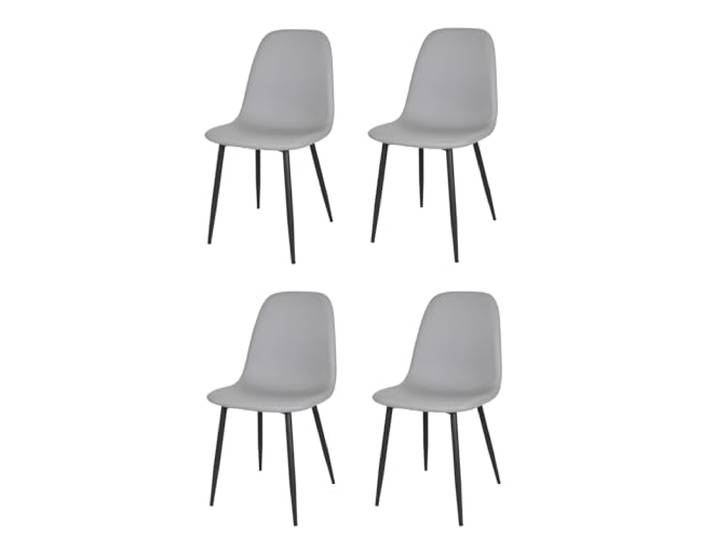 KEKOHOME 4er-Set Esszimmerstühle Nuvola, Beine aus lackiertem Stahl mattschwarze Farbe, Bezug aus Kunstleder Farbe Hellgrau