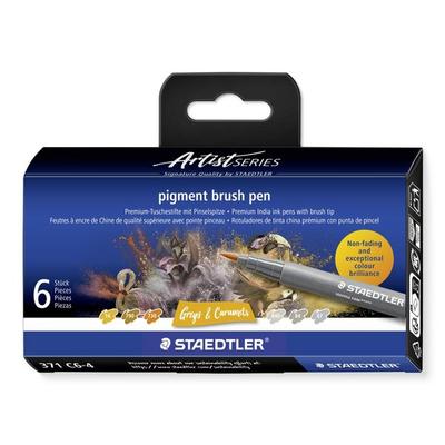 STAEDTLER Schreib- und Zeichbedarf pigment brush Fasermaler Pinselspitze, Greys&Caramels, 6er Set