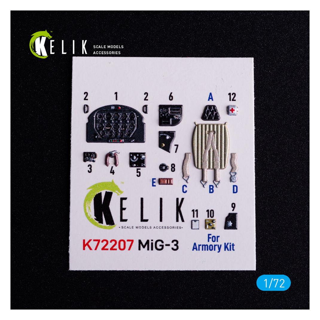 Kelik MiG-3 - interior 3D decals for Armory kit (K72207)
