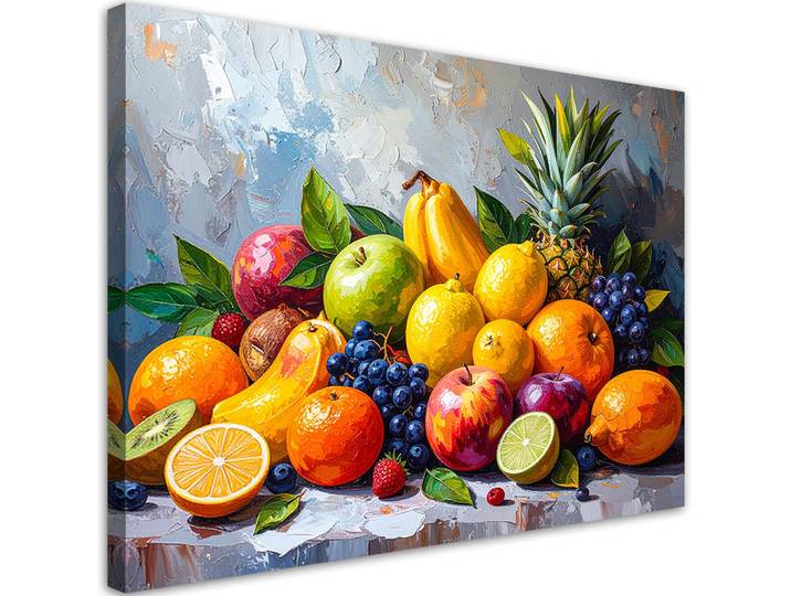 Feeby Leinwandbild Exotische Früchte Stillleben 120x80cm, Mehrfarbig, Essen/Getränk, Rechteckig, 120x80 cm, Bilder & Rahmen, Bilder, Leinwandbilder