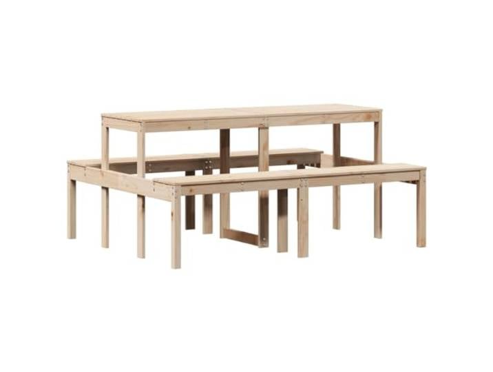 TUERYAFEK Picknicktisch 160x134x75 cm Massivholz Kiefer Robuste Tischplatte, Latten-Design gegen Wasseransammlung, für Garten Terrasse, max 110 kg pro Sitzplatz