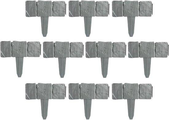 Stenen borderrand Tuinafscheiding in realistische steenlook - 10 stuks - Grijs