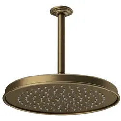 Gessi Venti20 Antikalk-Kopfbrause, D328mm, mit Gelenk und Deckenarm 293mm, Deckenmontage, 65153713, Farbe: Messing Antik