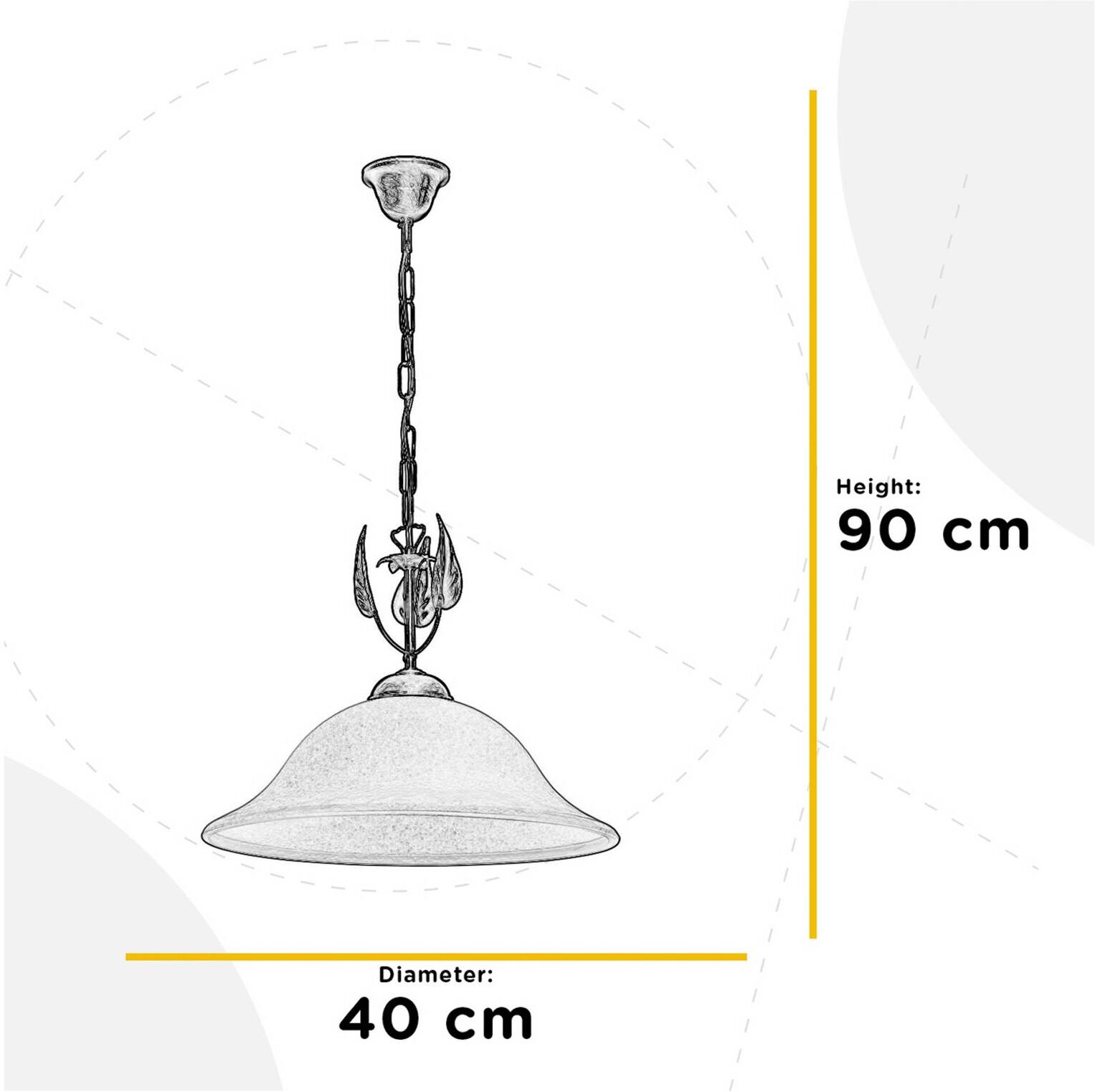 Hängeleuchte Mira, creme/bronze, Glas, Ø 40 cm, E27 Mira ONLI, dimmbar, bronze / altmessing, für Wohn- / Esszimmer, Glas, Florentiner, Pendelleuchte