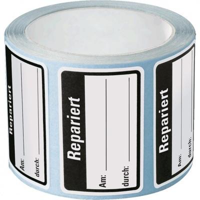 Aufkleber I Qualitätsaufkleber Repariert, Haftpapier, ablösbar, 40x25mm, 250/Rolle