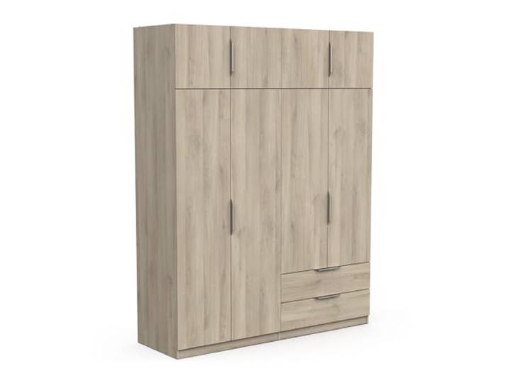 Demeyere Kledingkast met kledingkast, modern, 8 deuren, 5 planken, 2 laden, kleur: Kronberg eiken, 157,3 x 51,1 x 203 cm