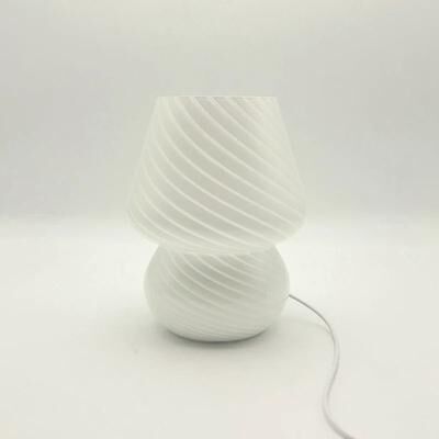 Uplifted Finds Murano Glass Gourd Shaped Table Lamp Korean Cream Wood 3 Tone Dimmable Light For Bedroom Coffee Shop white Stripes