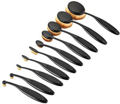 Inspired Deals Toothbrush Makeup Brush Set Soft Dense Oval Brushes For Flawless Foundation & Eyebrow Blending Black