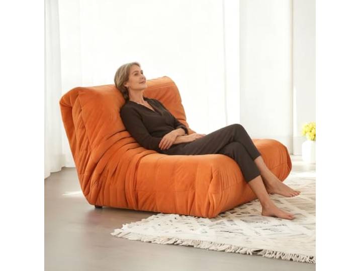 AEVIDKZOP Boneless Sofa, Bodensofa Cloud Couch, mit schlaffunktion Cloud Couch Ecksofa, Bequem XL, Kuschelsessel Erwachsene, 90 × 85 × 70cm, Relaxsofa für Wohnzimmer (Orange)