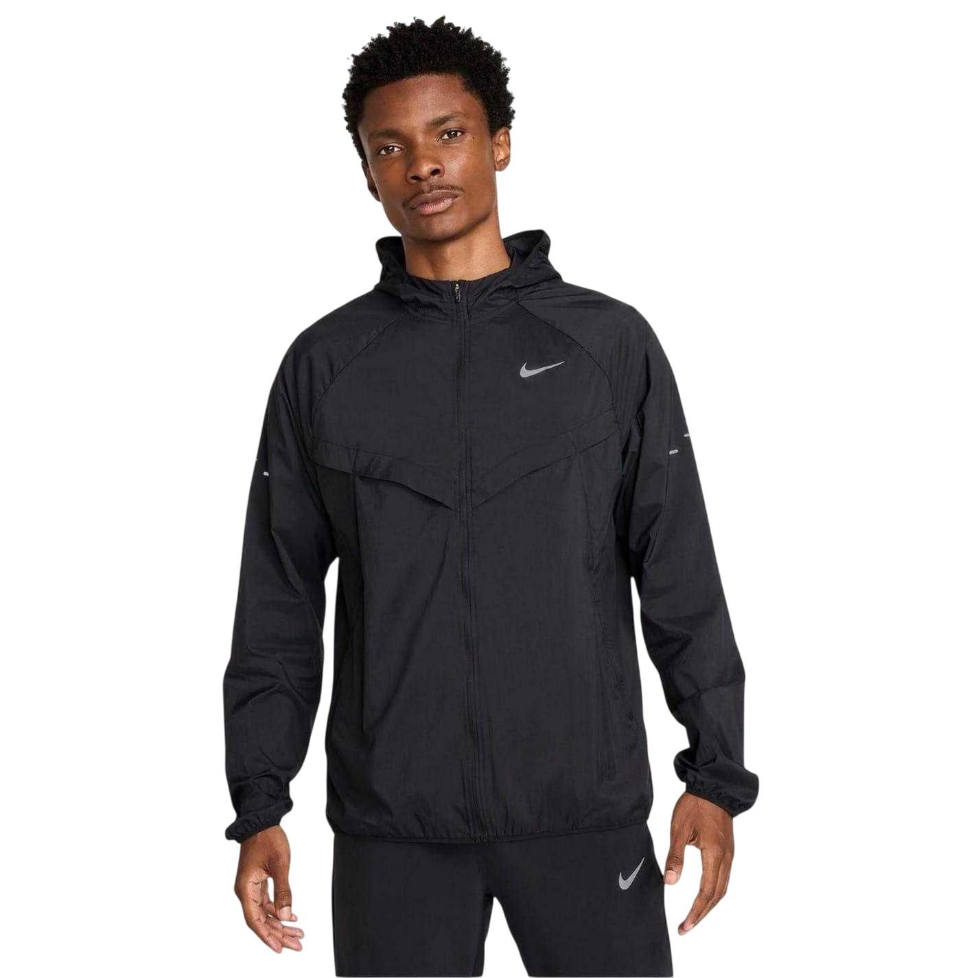 Nike - "Stride" Kapuzenjacke für Herren, Leicht (Schwarz/Silber)