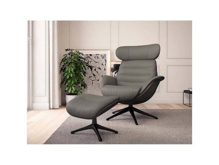 home24 Relaxfauteuil LESO grijs/grijs Leer Danbi zonder hocker zwart 90 x 107 x 90cm