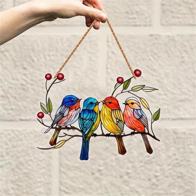 Inspire Essentials Acrylic Bird Window Hanging Ornament Flower Animal Pendant Decor 12