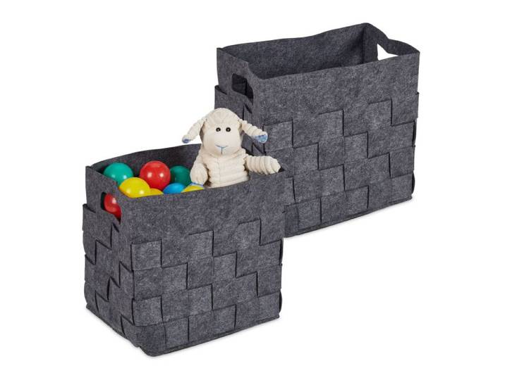 Relaxdays Grauer Aufbewahrungskorb Filz 2er Set