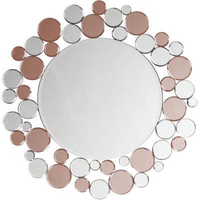 Dekospiegel KAYOOM "Bubble 1925", rosa, B:80cm H:1,6cm T:80cm Ø:80cm, Metallhaken, Spiegelglas, Spiegel, Wandspiegel