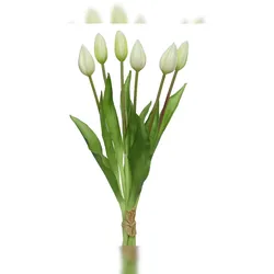 Decoris Künstlicher Tulpenstrauß 10x40cm Kunstblumen Tulpen Blumenstrauß Dekoblumen Blumendeko Stielblumen Blumen Deko Blumenschmuck Weiß