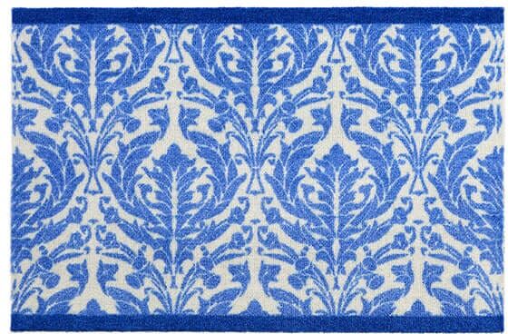 Dip & Drip Printed Nylon Royal Blue Damask 50cm x 75cm Bathroom Mat