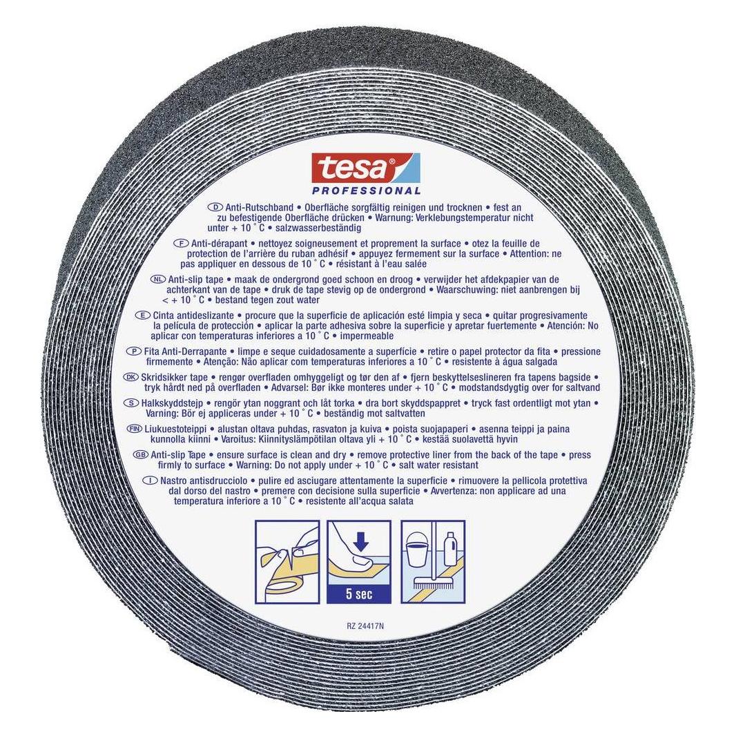 tesa Anti-Rutsch Klebenband,15 x 50mm,schwarz (50 mm) (60950-00001-02)