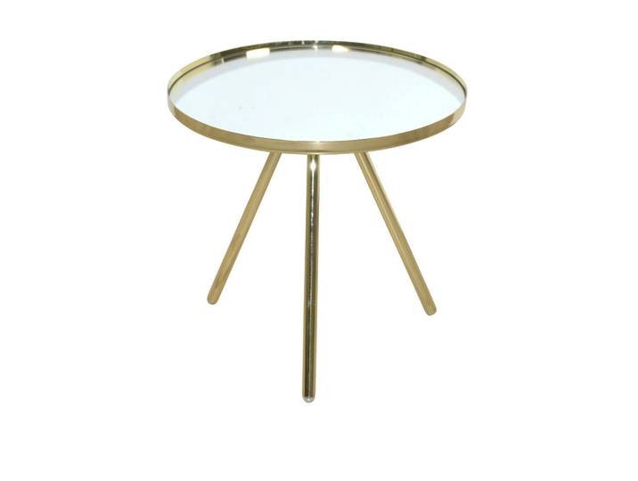 Mid.you Beistelltisch, Messing, Metall, Glas, Uni, rund, Rundrohr, 42x40x42 cm, einfacher Aufbau, Wohnzimmer, Wohnzimmertische, Beistelltische, Beistelltische Metall