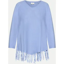 Strickpullover mit Fransen Blau 38