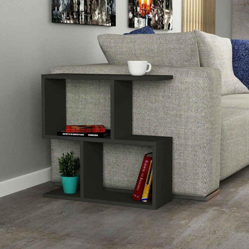 Dmora Table basse effet bois anthracite 60x20 cm Noir 60x60x20cm