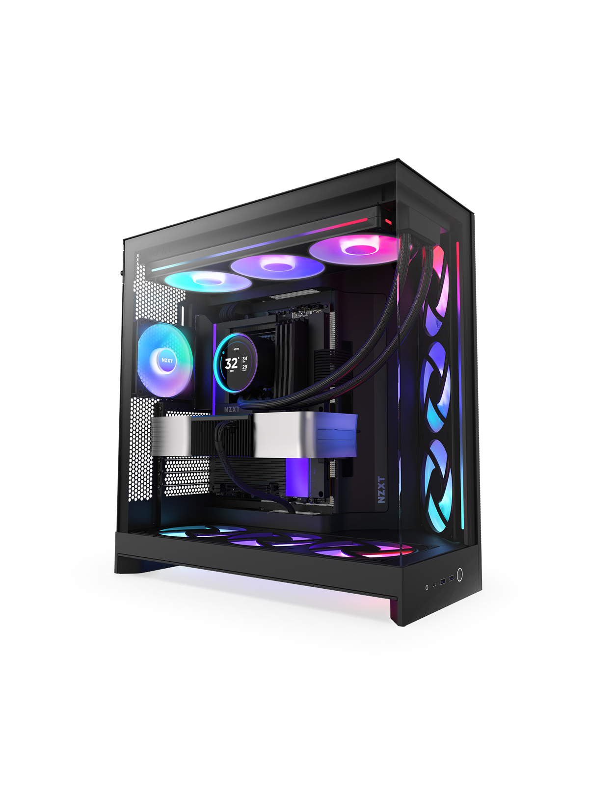 NZXT H9 Flow RGB+ (2025) - All Black - Controller incl - Gehäuse - Miditower - Schwarz