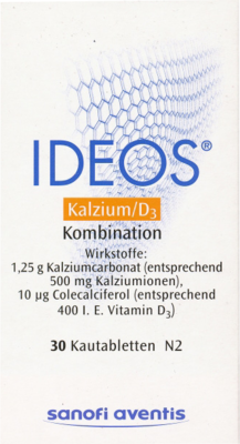 LABORATOIRE INNOTECH INTERNATIONAL IDEOS 500 mg/400 I.E. Kautabletten 30 St 00578182