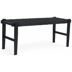 Bank Lebona aus Eichenholz und Papiergarn - 110 cm, Schwarz/Schwarz