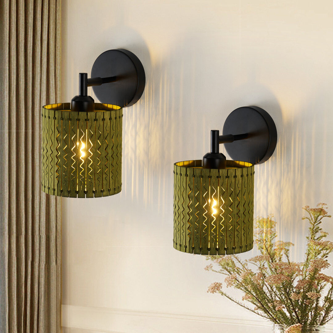 Blue Elephant Relative 1 - Light Boho Farmhouse Wooden Armed Sconce Matte Black 26cm H X 15cm W X 17.5cm D