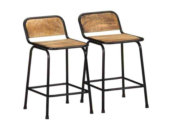 GHVBNMF Barhocker 2er Set 46x35,5x70cm Massivholz Mangoholz Metall Ergonomische Bistroküchenstühle aus rauem Holz und Eisen für Küche, Esszimmer, Hausbar oder geschützten Balkonbereich.