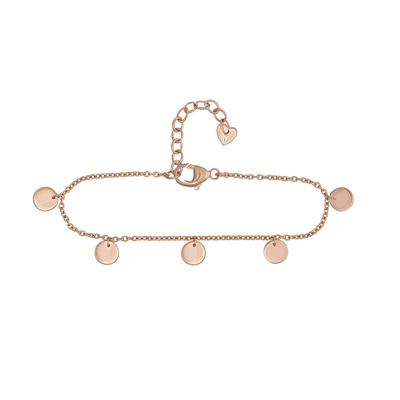 Fußkette CAÏ "925 Silber rosévergoldet Plättchen Boho", rot, Fußketten, Damen, 22+3cm, Silber 925 (Sterlingsilber), glänzend