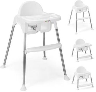 Costway 4-in-1 Convertible Baby High Chair with Removable Double Tray-White