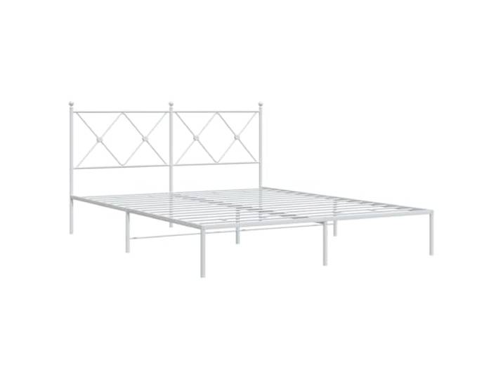 KTHLBRH Bettgestell mit Kopfteil weiß Stahl 150 x 200 cm Bettgestell aus Metall, Lattenrost im Lieferumfang enthalten, Stauraum, Rückenunterstützung