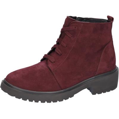 Schnürstiefelette WALDLÄUFER, Damen, Gr. 7,5, Textil Warmfutter, rot (bordeaux), Veloursleder, Schuhe Schnürstiefelette, Schnürboots in klassischer Optik, bequeme Weite-G