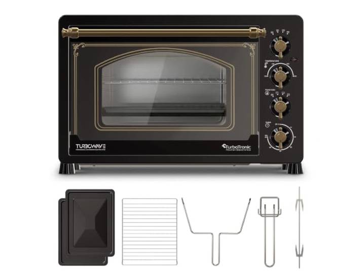 TurboTronic TT-R45 - Four électrique 45 L - Four de table rétro chaleur tournante - Rôtissoire - 2000 W - 230°C