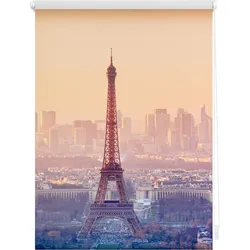 Lichtblick Rollo Klemmfix, ohne Bohren, blickdicht, Eiffelturm - Orange