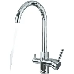 KLARWERK® Julie | 3-Wege Armatur Edelstahl Chrom glänzend | Filter Trinkwasser Wasserhahn Küche | 360° Osmose Mischbatterie U-Auslauf 3 Anschlüsse