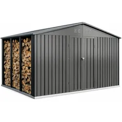 Albatros Gerätehaus 4XL | Anthrazit RAL 7016 | 386,6x325,5x204cm | abschließbar inkl. Schloss & Werkzeughaken