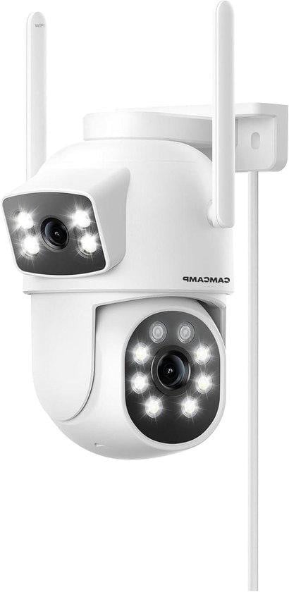 Wit Bewakingscamera Buiten met Dubbele Lens PTZ en 2K Resolutie via Wifi