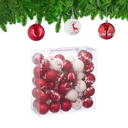 Relaxdays Weihnachtskugeln Rentier 50er Set Weiß,Rot,Silber