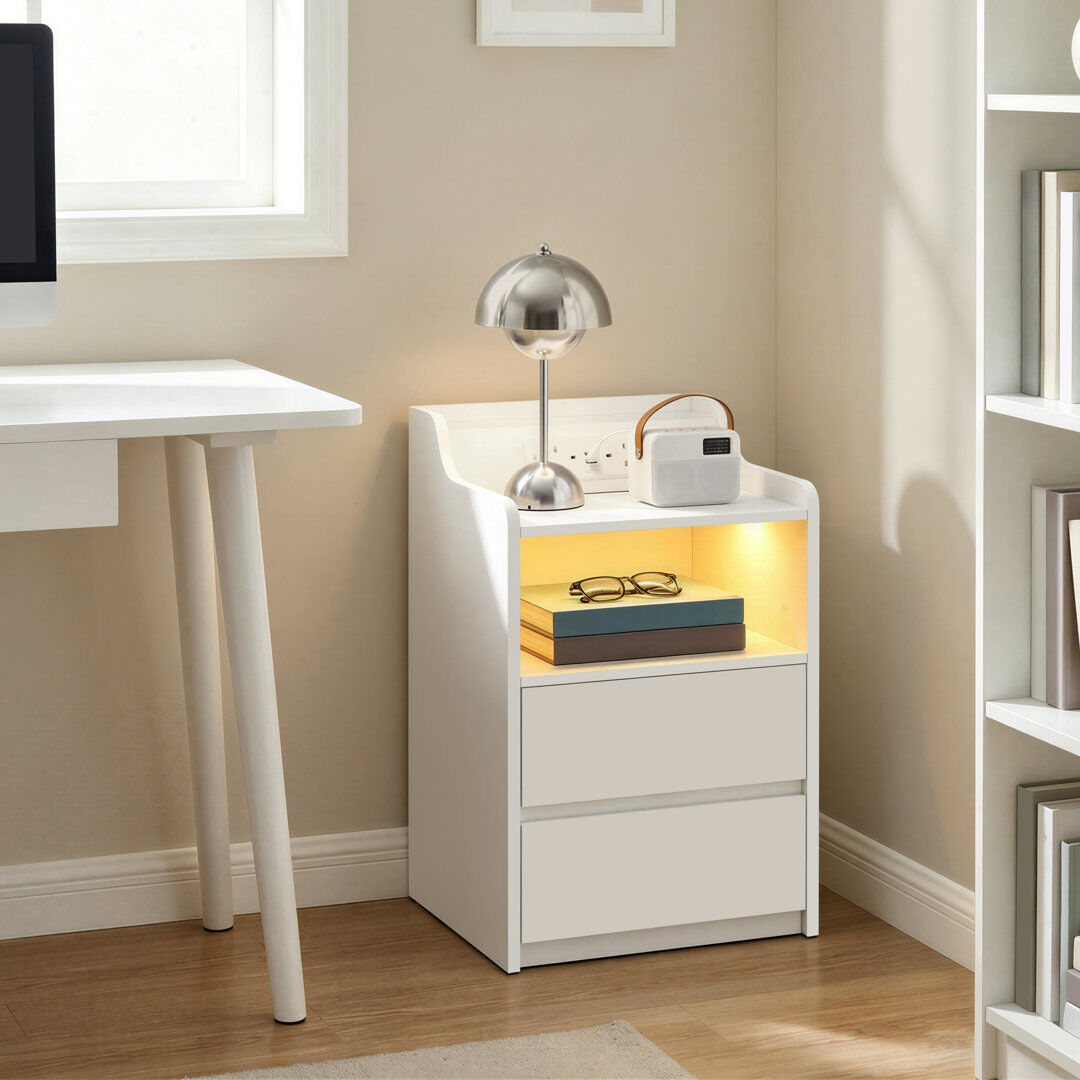 Rio 40 cm W Particle Board Bedside Table White 60cm H X 40cm W X 35cm D