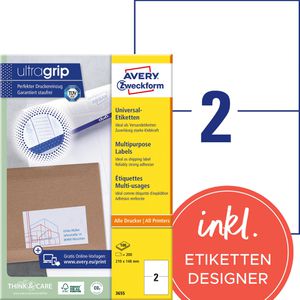 Zweckform 3655 Avery Etiketten 210 x 148mm weiß, 200 Stück