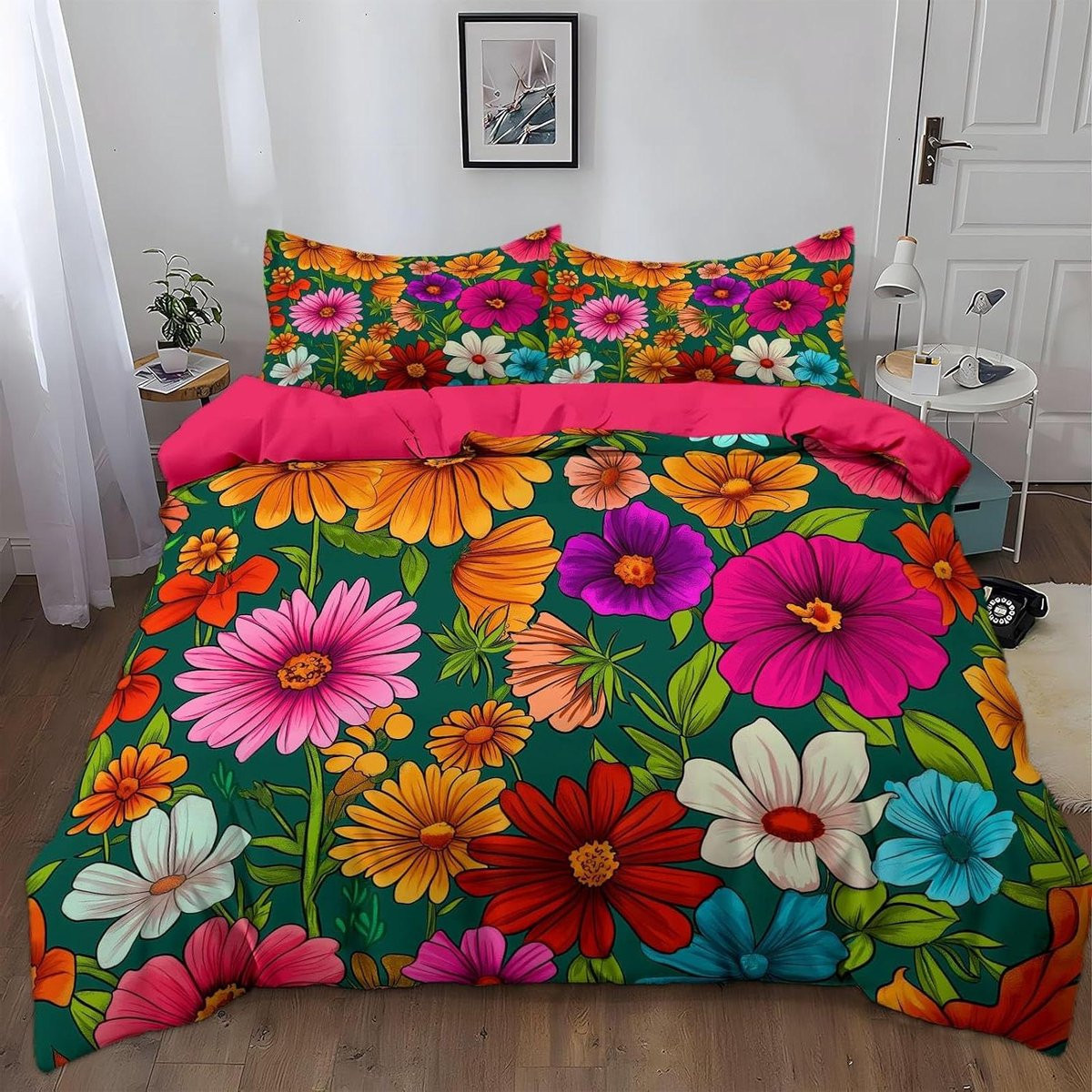 Omkeerbaar Dekbedovertrek Set Rood - 90 x 190 cm