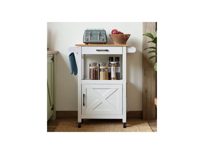 VINGLI Desserte de Cuisine Roulante Chariot de Rangement à Roulettes Blanc 74x63x89cm
