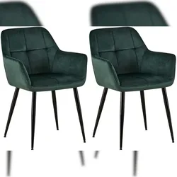 PROREGAL 2er Set Besucherstuhl MENORCA Samt HxBxT 84x56,5x61cm Samt Grün Konferenzstuhl