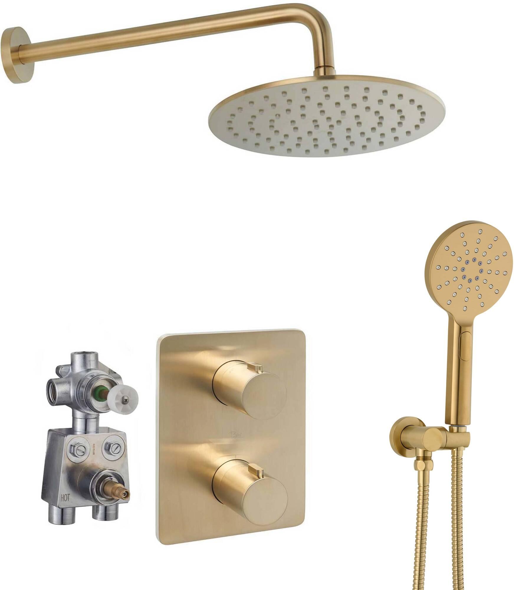 Ben Lavion 250 Unterputz Duscharmatur mit 4 Strahlarten Ø25 cm - Gold -