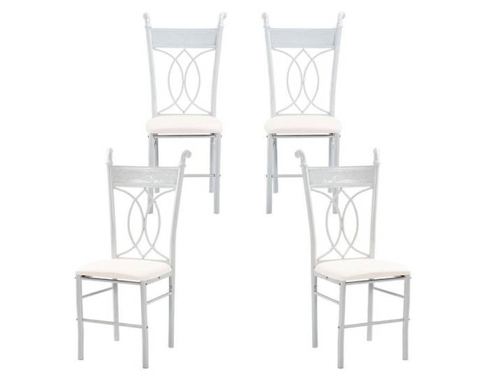 Lot de 4 Chaises de Cuisine Style Moderne Dossier Décoratif Et Pieds Métal Stables Assemblage et Entretien Facile Ergonomique