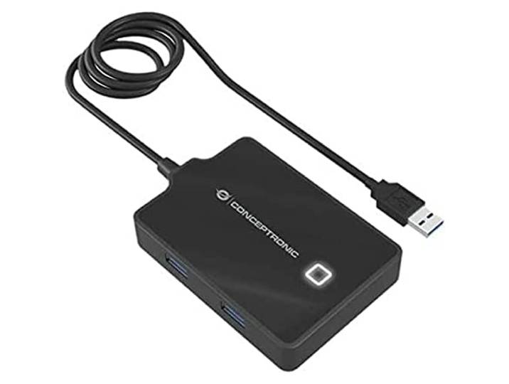 Conceptronic USB-hub 4-poorts 3.0/4x3.0/met voeding/zwart.