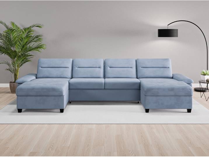 Wohnlandschaft Nairobi Nr. 2 - Blau (Jeansblau) - Vintage Velours