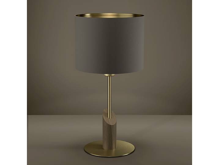 Lampe à poser 30 x 58 x 30cm Laiton/Marron Tissu mélangé E27